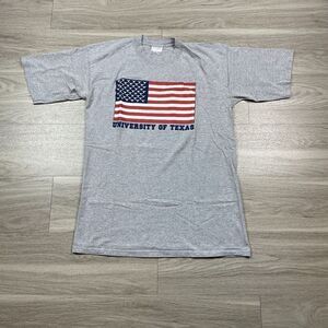Vintage Shirt Mens Large Gray 90s Single Stitch University of Texas Flag